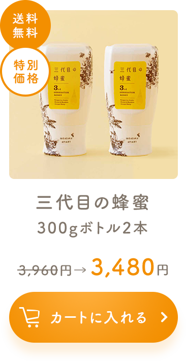 三代目の蜂蜜 300gボトル2本
