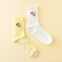 【靴下屋コラボ】レディース(22.5cm～24.5cm)ぶんぶん刺繍無地ソックス